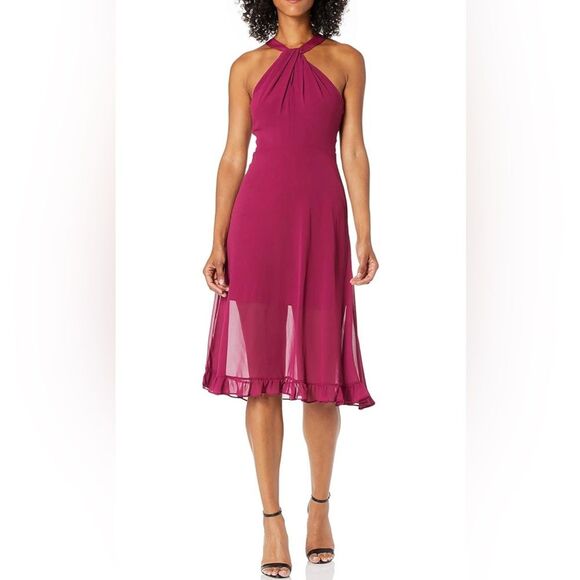 Bcbgeneration Purple Berry Elegant Halter Neck Dress NWT 8 - Picture 1 of 15